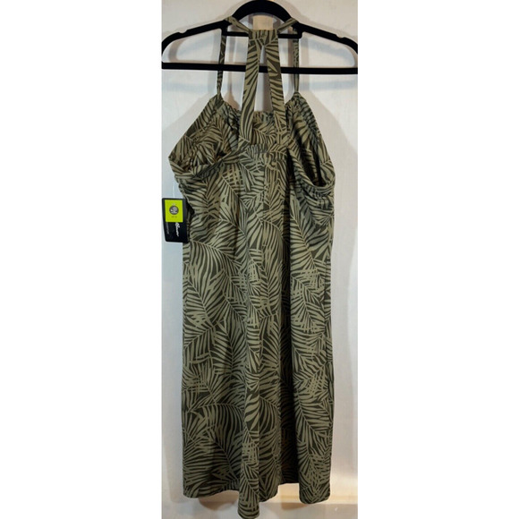 NEW Eddie Bauer Womens Green Tropical Print Athletic Dress L Built in Bra A12 - Picture 3 of 7